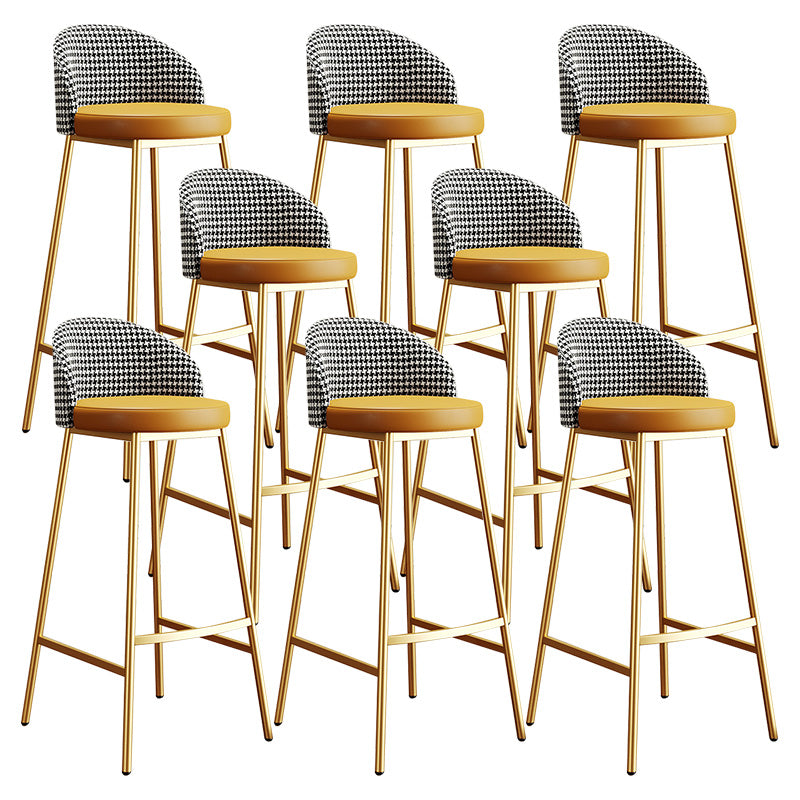 Glam Bucket Leather Counter-height Stool Footrest Indoor Bar and Counter Stool Gold Yellow 8 Piece Set Clearhalo 'Bar Furniture' 'Bar Stools' 'bar_stools' 'furn' 'furn_bar_stools' 'Furniture' 'Kitchen & Dining Furniture' 6152513