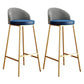 Glam Bucket Leather Counter-height Stool Footrest Indoor Bar and Counter Stool Gold Blue 2 Piece Set Clearhalo 'Bar Furniture' 'Bar Stools' 'bar_stools' 'furn' 'furn_bar_stools' 'Furniture' 'Kitchen & Dining Furniture' 6152515