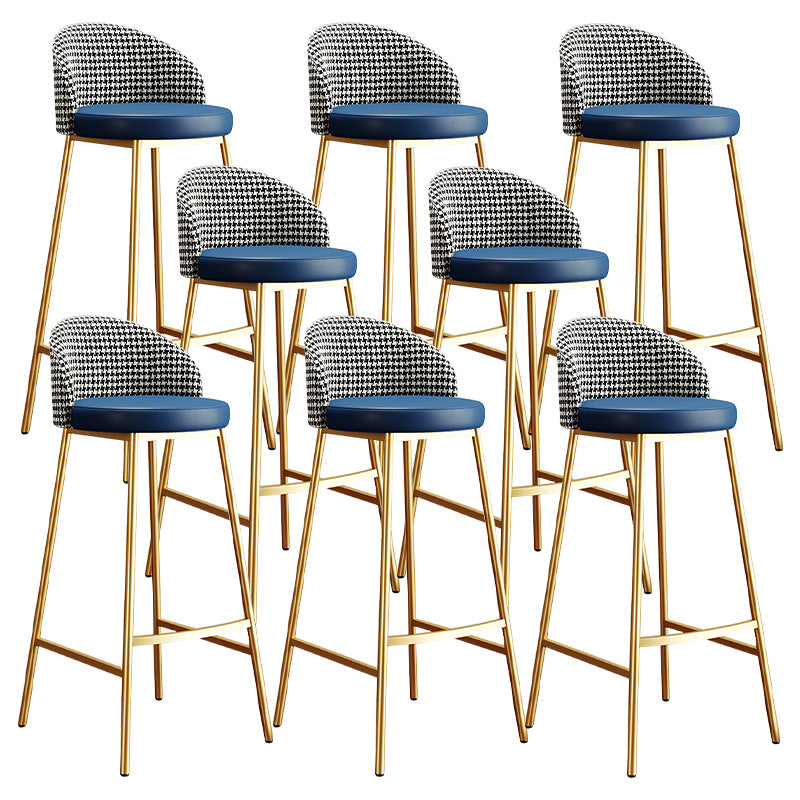 Glam Bucket Leather Counter-height Stool Footrest Indoor Bar and Counter Stool Gold Blue 8 Piece Set Clearhalo 'Bar Furniture' 'Bar Stools' 'bar_stools' 'furn' 'furn_bar_stools' 'Furniture' 'Kitchen & Dining Furniture' 6152518