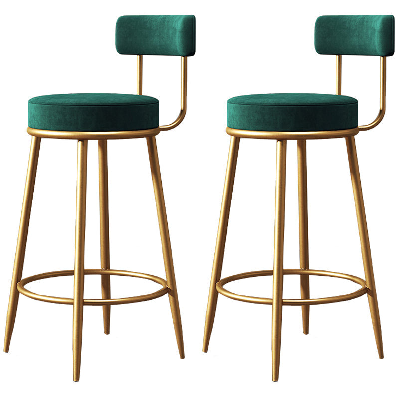Glam Round Indoor Counter Chair Footrest Upholstered Low Back Dining Stool