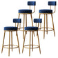 Glam Round Indoor Counter Chair Footrest Upholstered Low Back Dining Stool