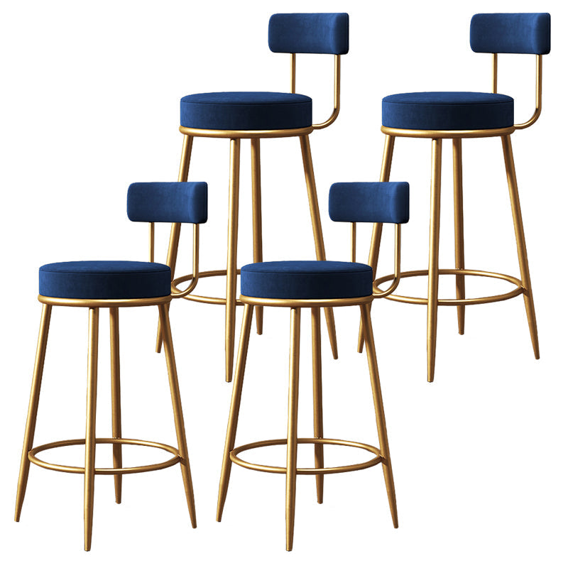 Glam Round Indoor Counter Chair Footrest Upholstered Low Back Dining Stool