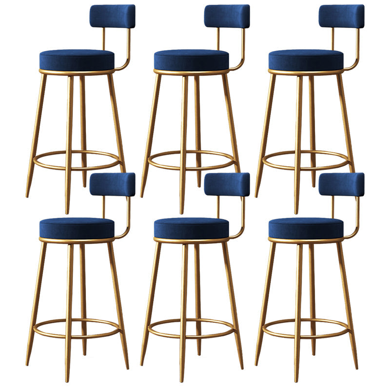 Glam Round Indoor Counter Chair Footrest Upholstered Low Back Dining Stool