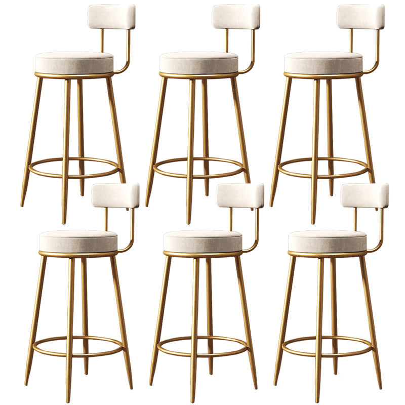 Glam Round Indoor Counter Chair Footrest Upholstered Low Back Dining Stool