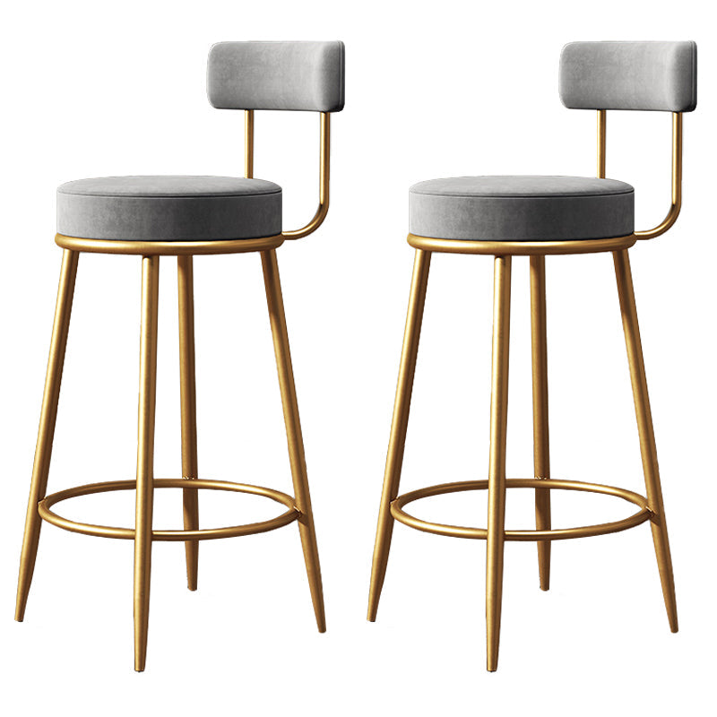 Glam Round Indoor Counter Chair Footrest Upholstered Low Back Dining Stool