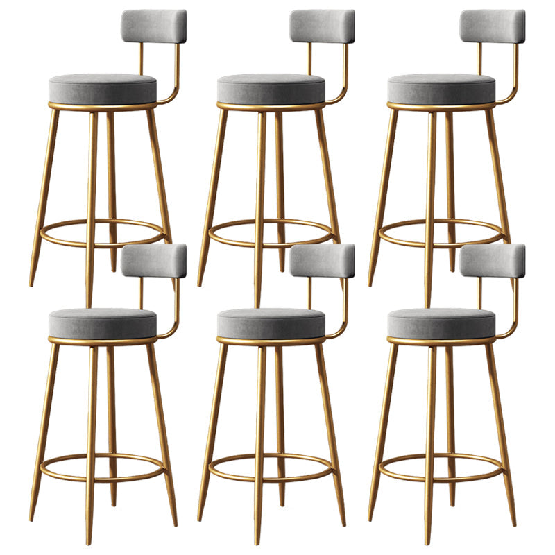 Glam Round Indoor Counter Chair Footrest Upholstered Low Back Dining Stool