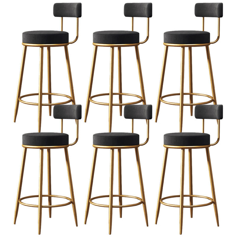 Glam Round Indoor Counter Chair Footrest Upholstered Low Back Dining Stool