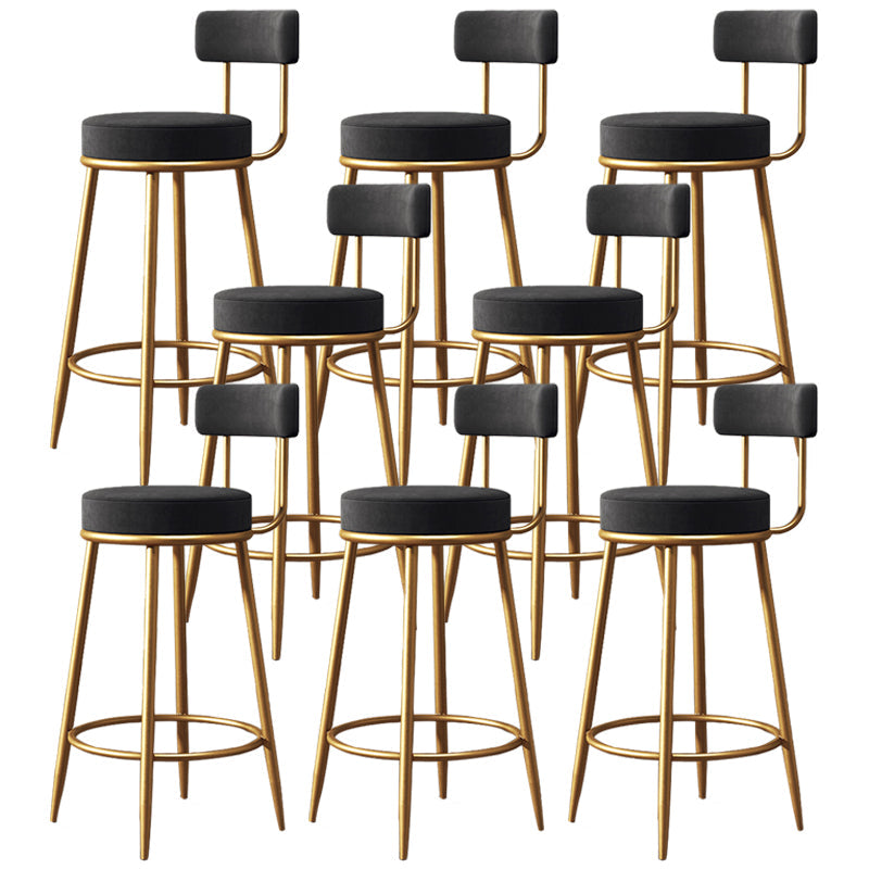 Glam Round Indoor Counter Chair Footrest Upholstered Low Back Dining Stool