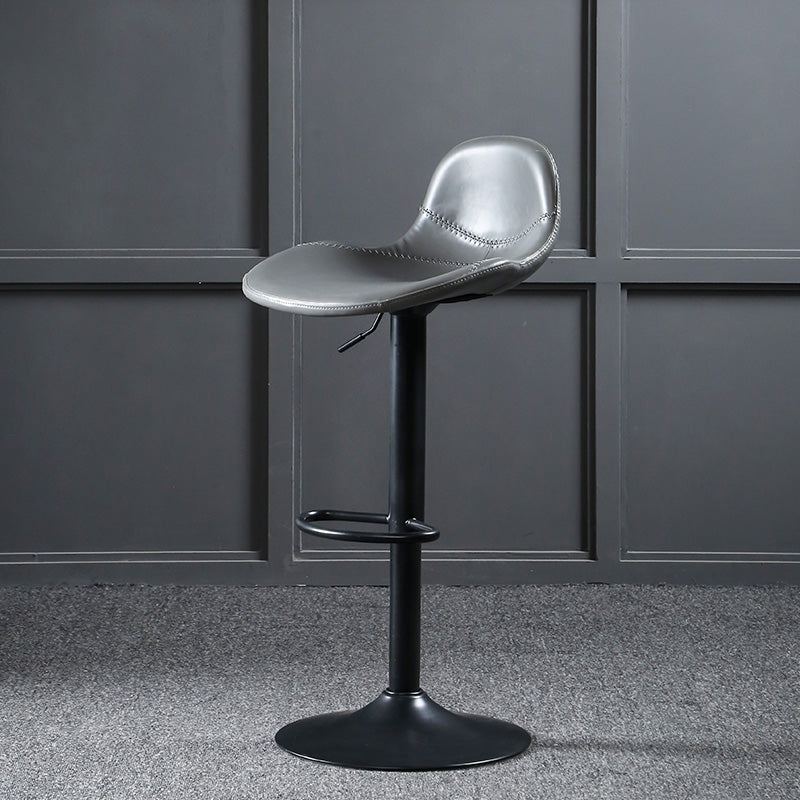 Scandinavian Adjustable Height Bar Stool Faux Leather Footrest Bar Stool Grey 1 Piece Clearhalo 'Bar Furniture' 'Bar Stools' 'bar_stools' 'furn' 'furn_bar_stools' 'Furniture' 'Kitchen & Dining Furniture' 6152562