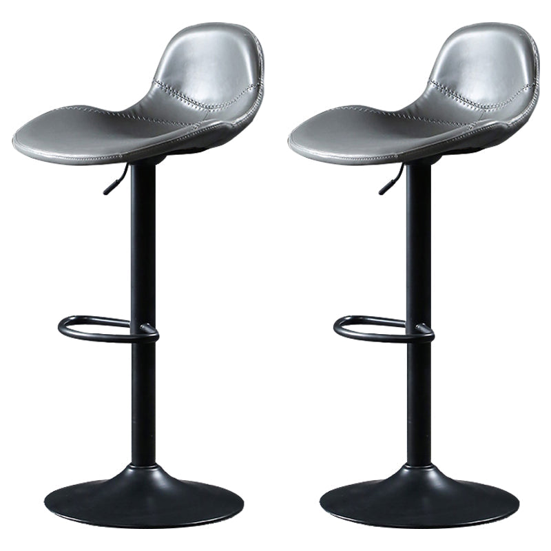 Scandinavian Adjustable Height Bar Stool Faux Leather Footrest Bar Stool Grey 2 Piece Set Clearhalo 'Bar Furniture' 'Bar Stools' 'bar_stools' 'furn' 'furn_bar_stools' 'Furniture' 'Kitchen & Dining Furniture' 6152564