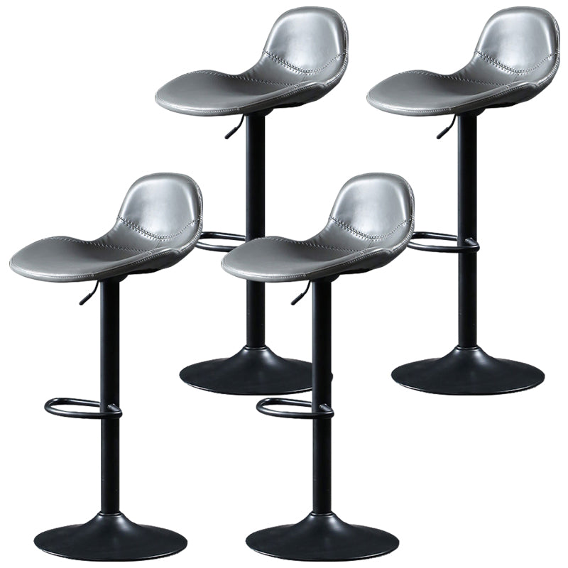 Scandinavian Adjustable Height Bar Stool Faux Leather Footrest Bar Stool Grey 4 Piece Set Clearhalo 'Bar Furniture' 'Bar Stools' 'bar_stools' 'furn' 'furn_bar_stools' 'Furniture' 'Kitchen & Dining Furniture' 6152565