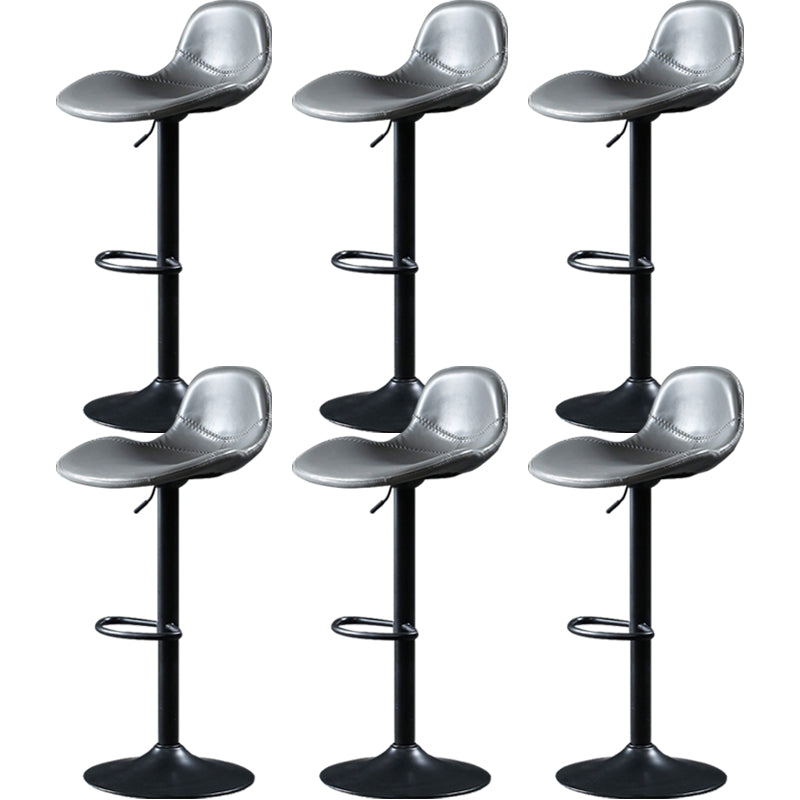 Scandinavian Adjustable Height Bar Stool Faux Leather Footrest Bar Stool Grey 6 Piece Set Clearhalo 'Bar Furniture' 'Bar Stools' 'bar_stools' 'furn' 'furn_bar_stools' 'Furniture' 'Kitchen & Dining Furniture' 6152567