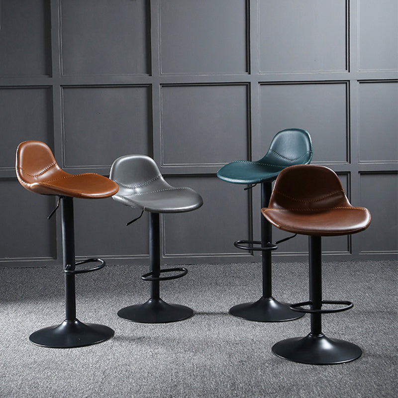 Scandinavian Adjustable Height Bar Stool Faux Leather Footrest Bar Stool Clearhalo 'Bar Furniture' 'Bar Stools' 'bar_stools' 'furn' 'furn_bar_stools' 'Furniture' 'Kitchen & Dining Furniture' 6152568