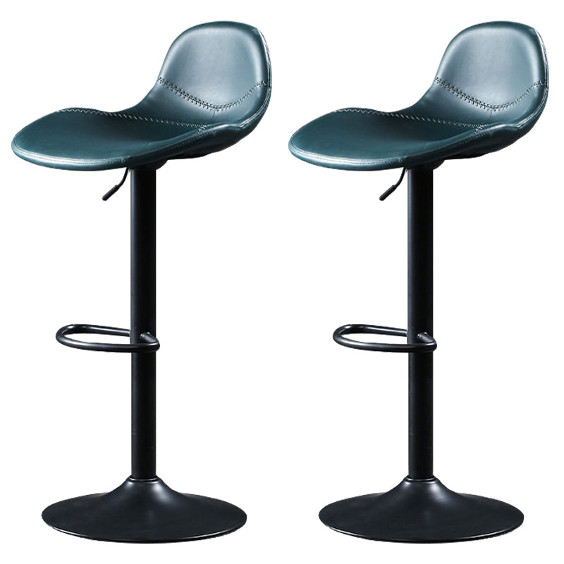 Scandinavian Adjustable Height Bar Stool Faux Leather Footrest Bar Stool Blue 2 Piece Set Clearhalo 'Bar Furniture' 'Bar Stools' 'bar_stools' 'furn' 'furn_bar_stools' 'Furniture' 'Kitchen & Dining Furniture' 6152574