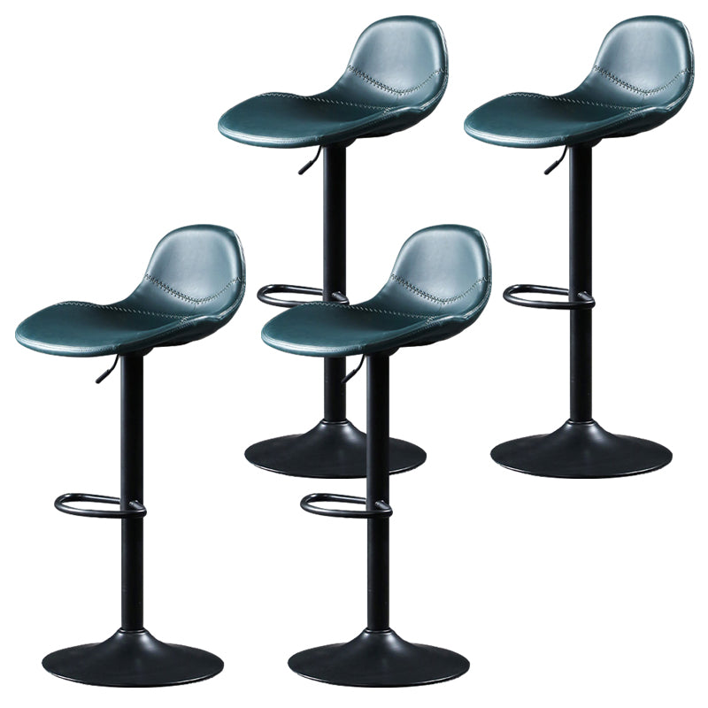 Scandinavian Adjustable Height Bar Stool Faux Leather Footrest Bar Stool Blue 4 Piece Set Clearhalo 'Bar Furniture' 'Bar Stools' 'bar_stools' 'furn' 'furn_bar_stools' 'Furniture' 'Kitchen & Dining Furniture' 6152575