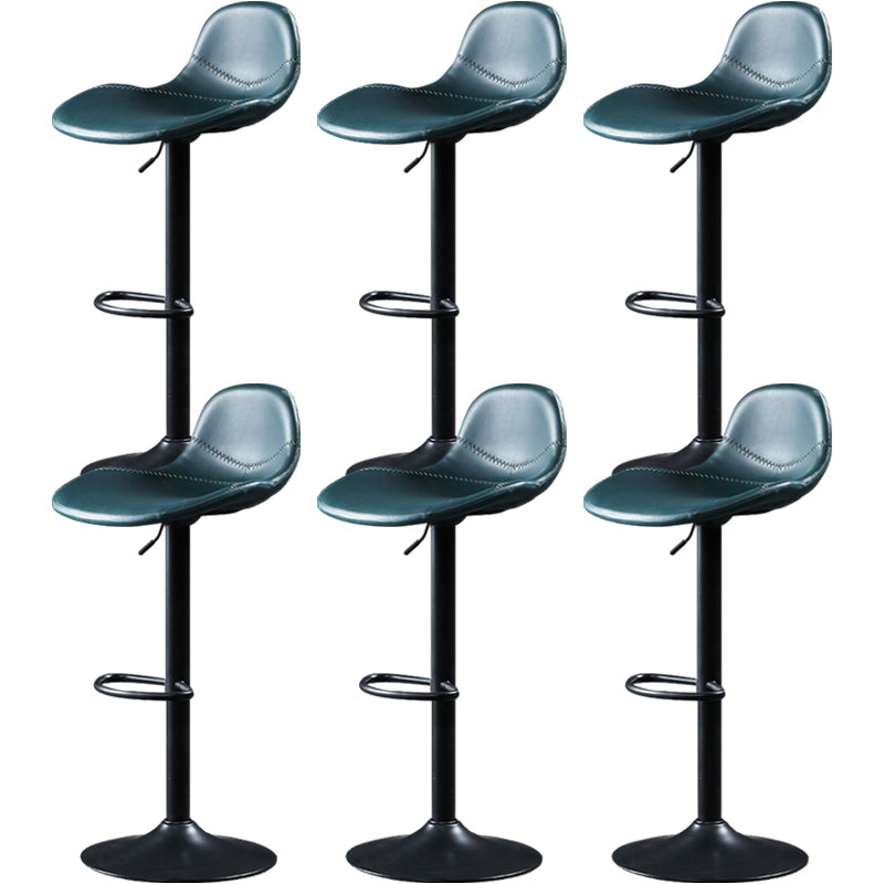 Scandinavian Adjustable Height Bar Stool Faux Leather Footrest Bar Stool Blue 6 Piece Set Clearhalo 'Bar Furniture' 'Bar Stools' 'bar_stools' 'furn' 'furn_bar_stools' 'Furniture' 'Kitchen & Dining Furniture' 6152578