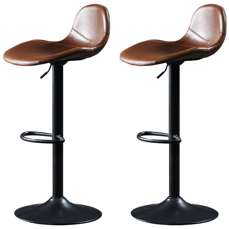 Scandinavian Adjustable Height Bar Stool Faux Leather Footrest Bar Stool Brown 2 Piece Set Clearhalo 'Bar Furniture' 'Bar Stools' 'bar_stools' 'furn' 'furn_bar_stools' 'Furniture' 'Kitchen & Dining Furniture' 6152583