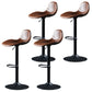 Scandinavian Adjustable Height Bar Stool Faux Leather Footrest Bar Stool Brown 4 Piece Set Clearhalo 'Bar Furniture' 'Bar Stools' 'bar_stools' 'furn' 'furn_bar_stools' 'Furniture' 'Kitchen & Dining Furniture' 6152585