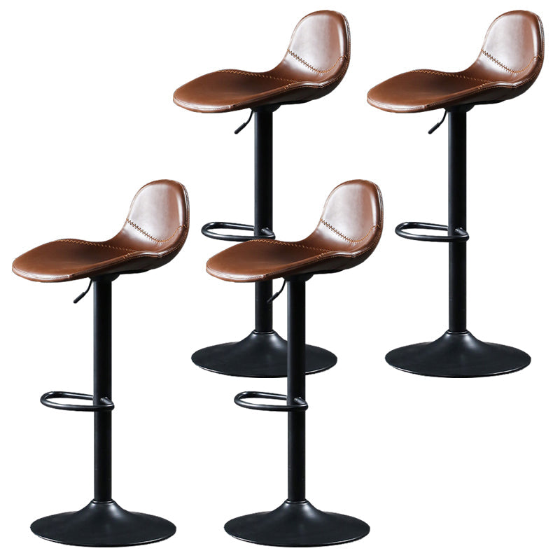 Scandinavian Adjustable Height Bar Stool Faux Leather Footrest Bar Stool Brown 4 Piece Set Clearhalo 'Bar Furniture' 'Bar Stools' 'bar_stools' 'furn' 'furn_bar_stools' 'Furniture' 'Kitchen & Dining Furniture' 6152585