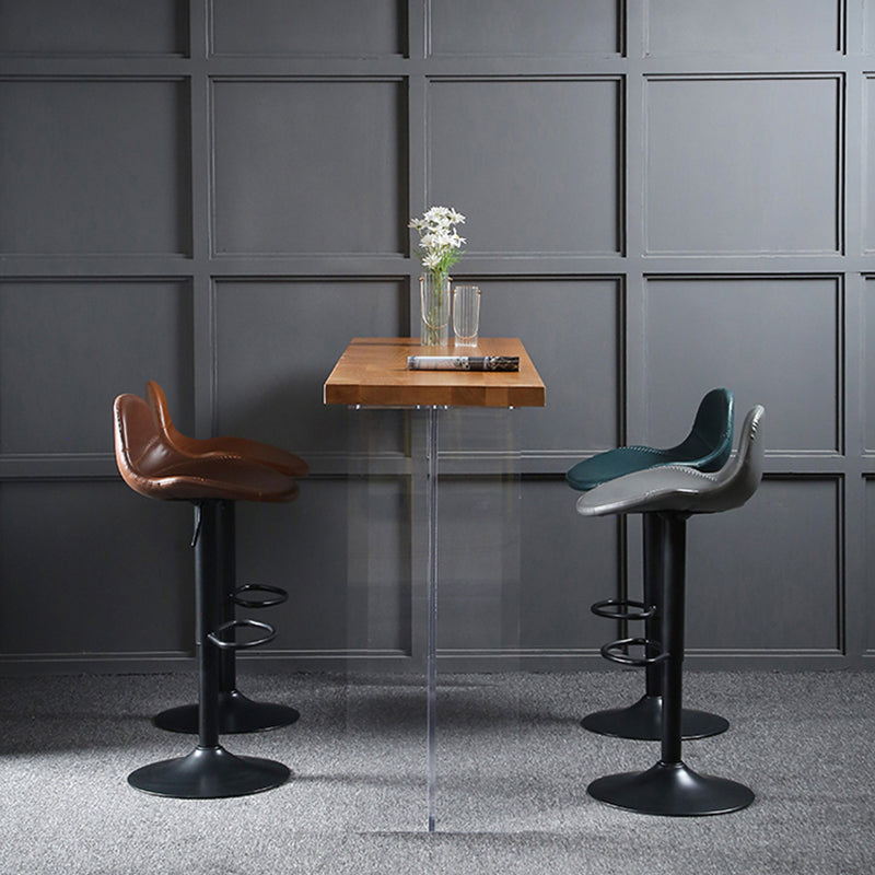 Scandinavian Adjustable Height Bar Stool Faux Leather Footrest Bar Stool Clearhalo 'Bar Furniture' 'Bar Stools' 'bar_stools' 'furn' 'furn_bar_stools' 'Furniture' 'Kitchen & Dining Furniture' 6152586