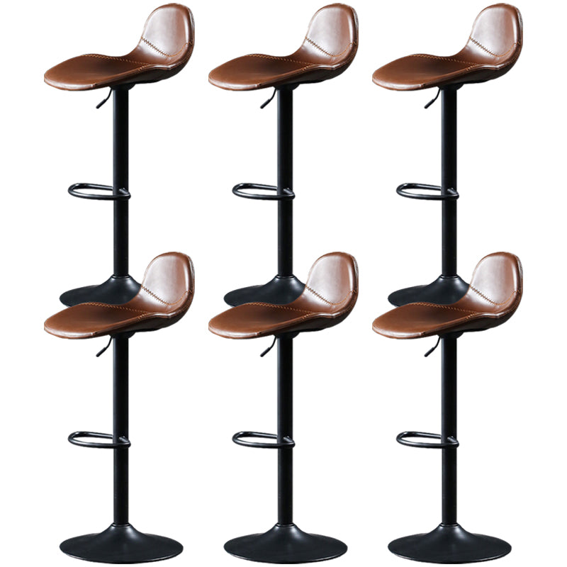 Scandinavian Adjustable Height Bar Stool Faux Leather Footrest Bar Stool Brown 6 Piece Set Clearhalo 'Bar Furniture' 'Bar Stools' 'bar_stools' 'furn' 'furn_bar_stools' 'Furniture' 'Kitchen & Dining Furniture' 6152587
