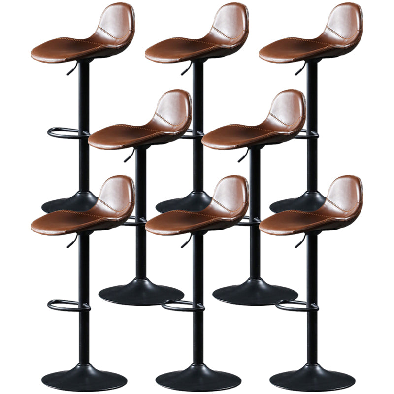 Scandinavian Adjustable Height Bar Stool Faux Leather Footrest Bar Stool Brown 8 Piece Set Clearhalo 'Bar Furniture' 'Bar Stools' 'bar_stools' 'furn' 'furn_bar_stools' 'Furniture' 'Kitchen & Dining Furniture' 6152588