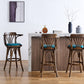 Contemporary Indoor Wood Barstool Swivel Footrest Armed Bar Stool