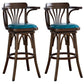 Contemporary Indoor Wood Barstool Swivel Footrest Armed Bar Stool