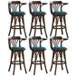 Contemporary Indoor Wood Barstool Swivel Footrest Armed Bar Stool