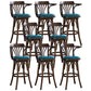 Contemporary Indoor Wood Barstool Swivel Footrest Armed Bar Stool