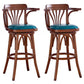 Contemporary Indoor Wood Barstool Swivel Footrest Armed Bar Stool