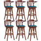 Contemporary Indoor Wood Barstool Swivel Footrest Armed Bar Stool