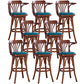 Contemporary Indoor Wood Barstool Swivel Footrest Armed Bar Stool