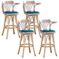 Contemporary Indoor Wood Barstool Swivel Footrest Armed Bar Stool