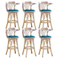 Contemporary Indoor Wood Barstool Swivel Footrest Armed Bar Stool