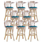 Contemporary Indoor Wood Barstool Swivel Footrest Armed Bar Stool