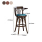 Contemporary Indoor Wood Barstool Swivel Footrest Armed Bar Stool