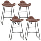 Modern Leather Armless Home Stool Matte Finish Barstool with Footrest