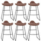 Modern Leather Armless Home Stool Matte Finish Barstool with Footrest