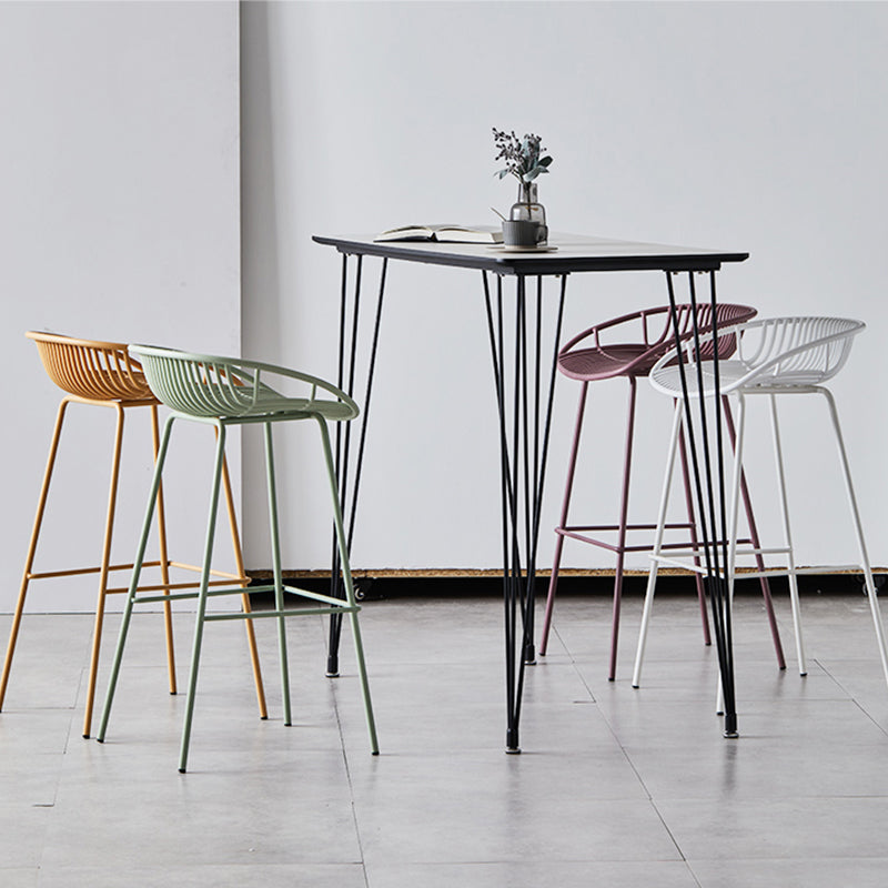 Contemporary Armed Contoured Seat PP Plastic Stool with Metal Base