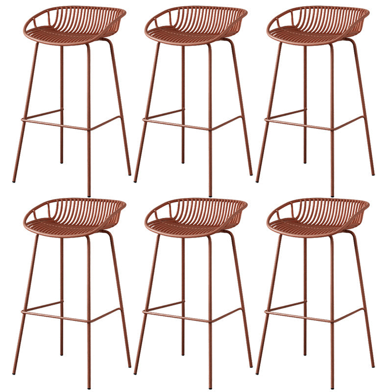 Contemporary Armed Contoured Seat PP Plastic Stool with Metal Base
