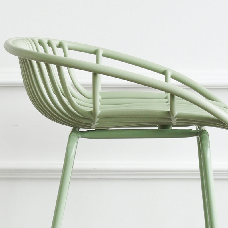 Contemporary Armed Contoured Seat PP Plastic Stool with Metal Base