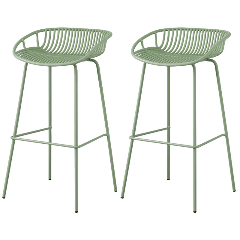 Contemporary Armed Contoured Seat PP Plastic Stool with Metal Base