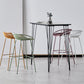 Contemporary Armed Contoured Seat PP Plastic Stool with Metal Base