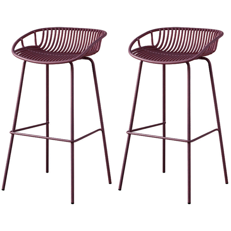 Contemporary Armed Contoured Seat PP Plastic Stool with Metal Base