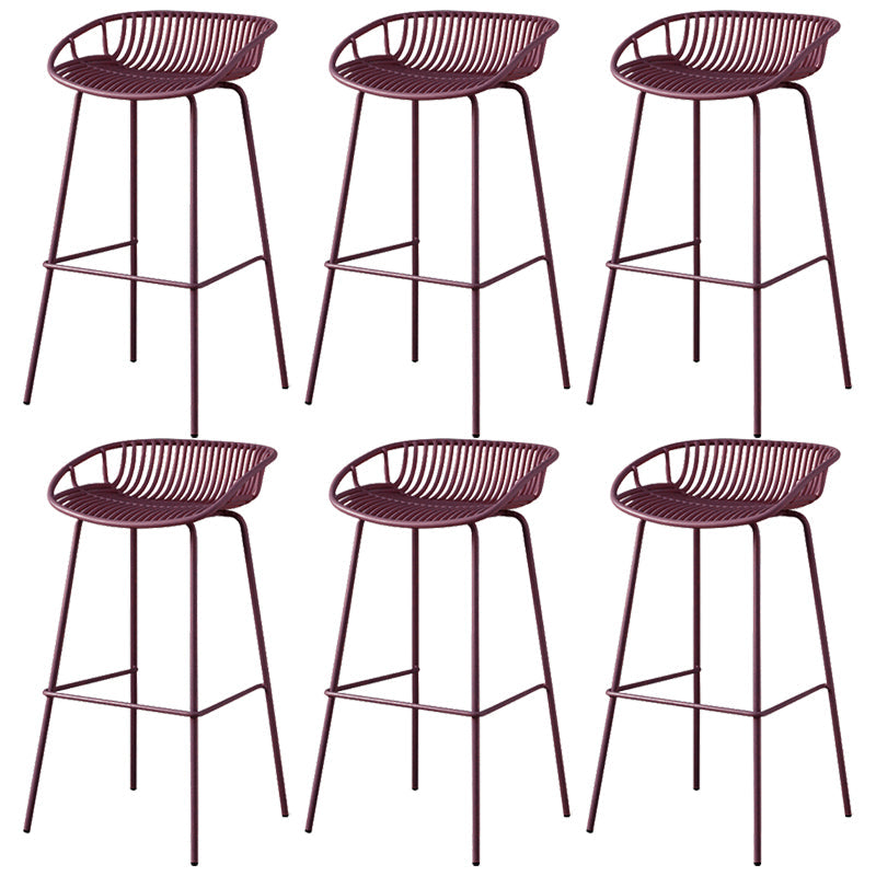 Contemporary Armed Contoured Seat PP Plastic Stool with Metal Base