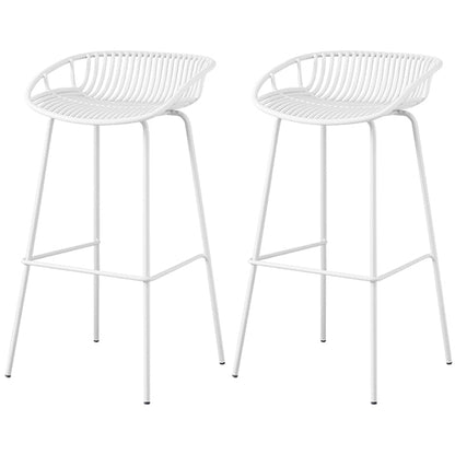 Contemporary Armed Contoured Seat PP Plastic Stool with Metal Base