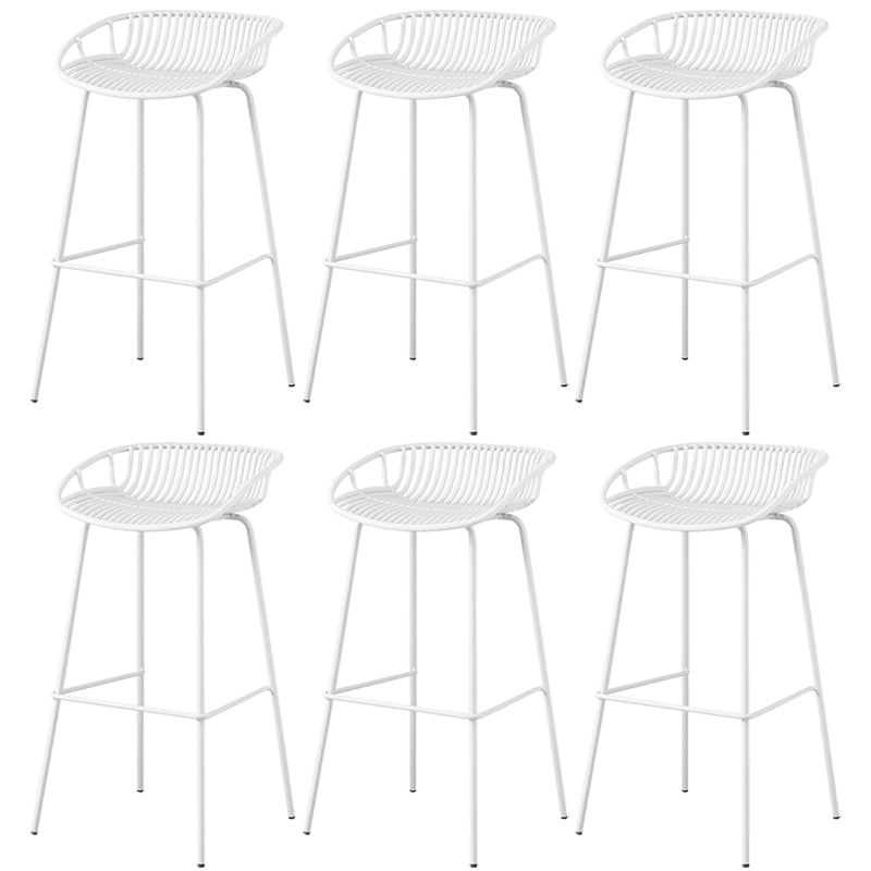 Contemporary Armed Contoured Seat PP Plastic Stool with Metal Base
