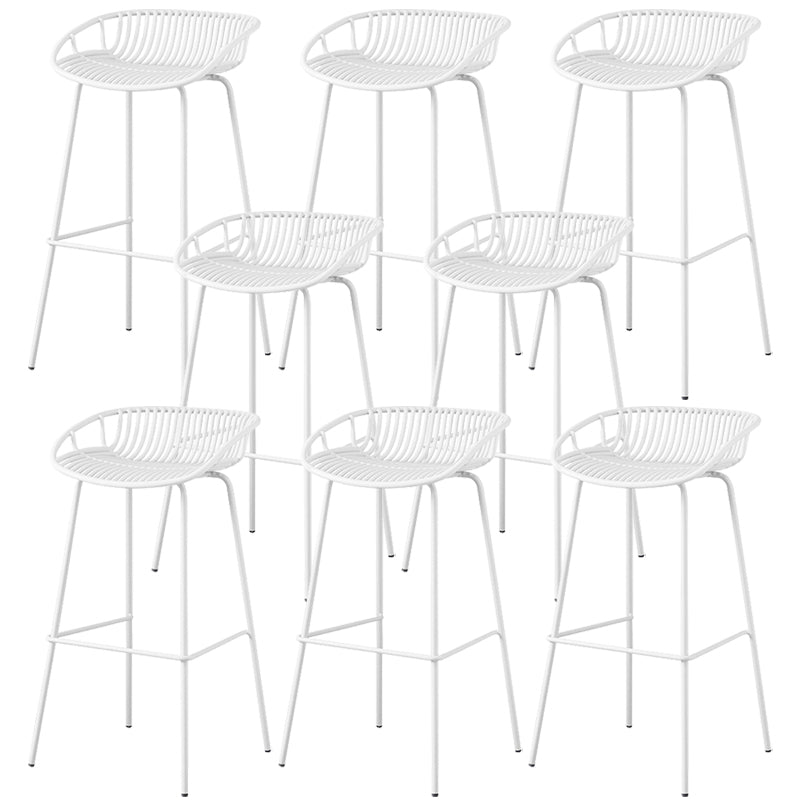 Contemporary Armed Contoured Seat PP Plastic Stool with Metal Base