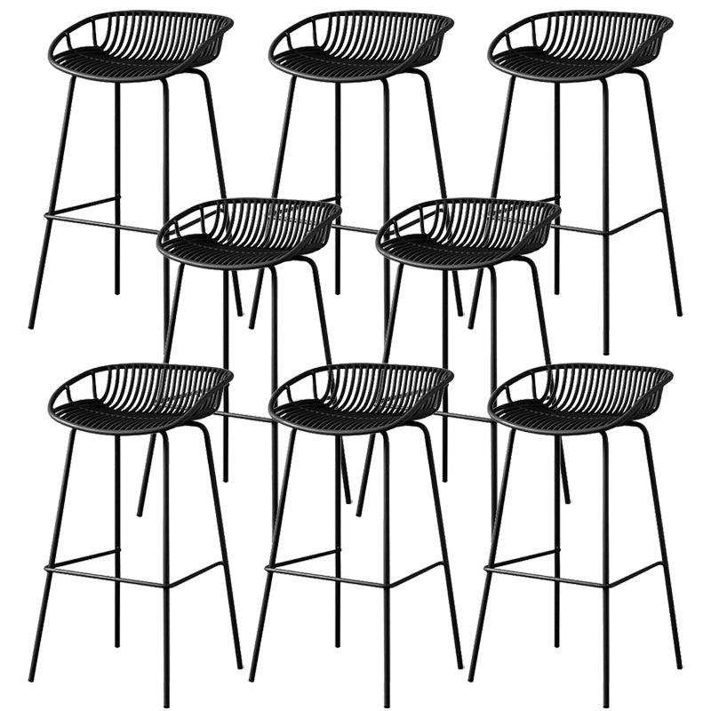 Contemporary Armed Contoured Seat PP Plastic Stool with Metal Base